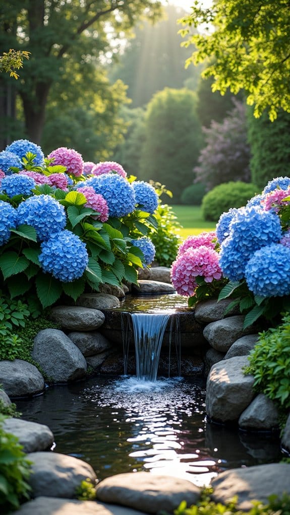 hydrangeas enhance water features