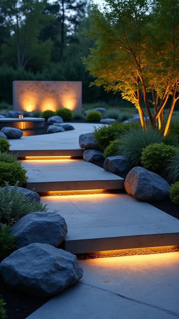 illuminated rustic boulder accents