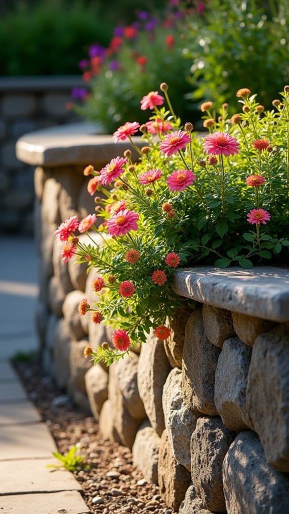 integrated planter stone wall