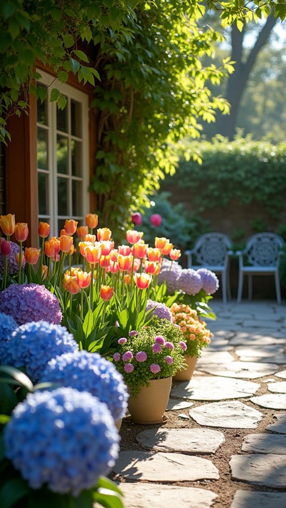 inviting patio with flowers