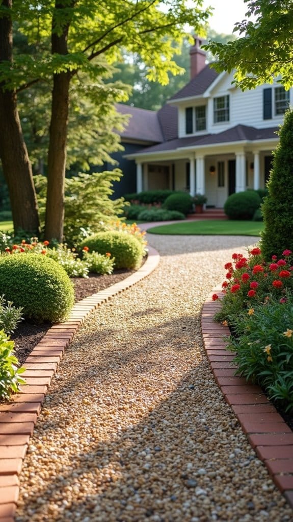 inviting pea gravel entrance