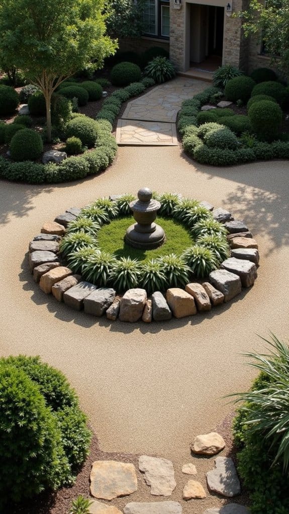 inviting roundabout with stones