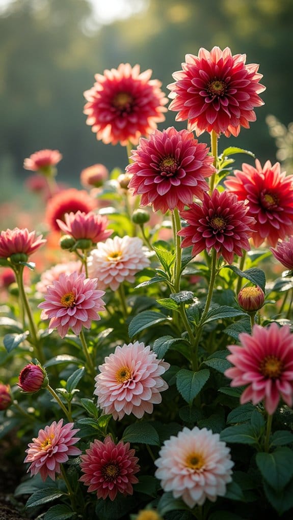 layered dahlia bed arrangement