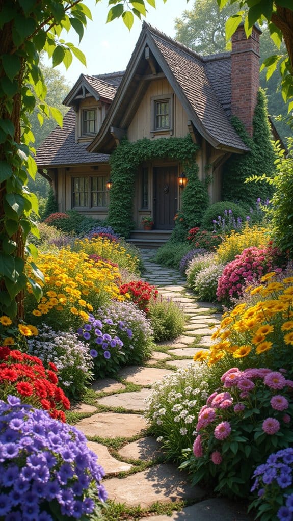 layered flower bed arrangement