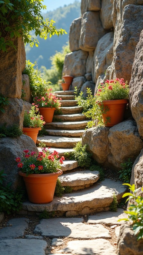 layered flower pot arrangement
