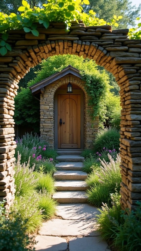 layered rock wall landscaping