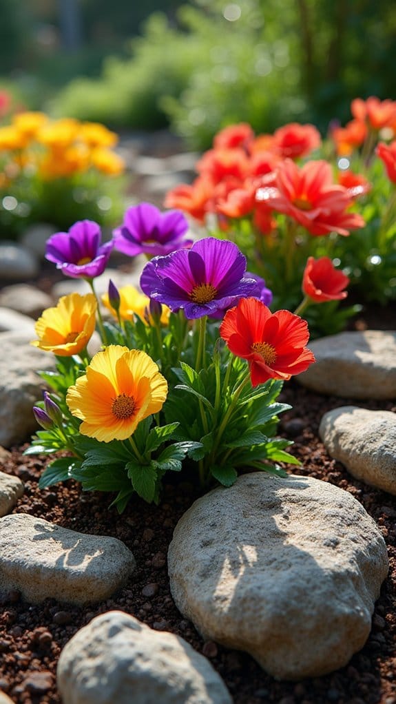 layered stone garden beds