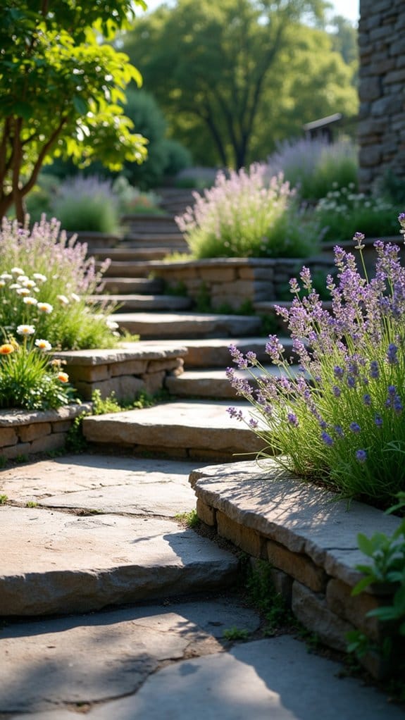 layered stone garden features