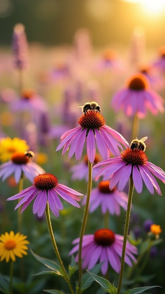 layering coneflowers with annuals