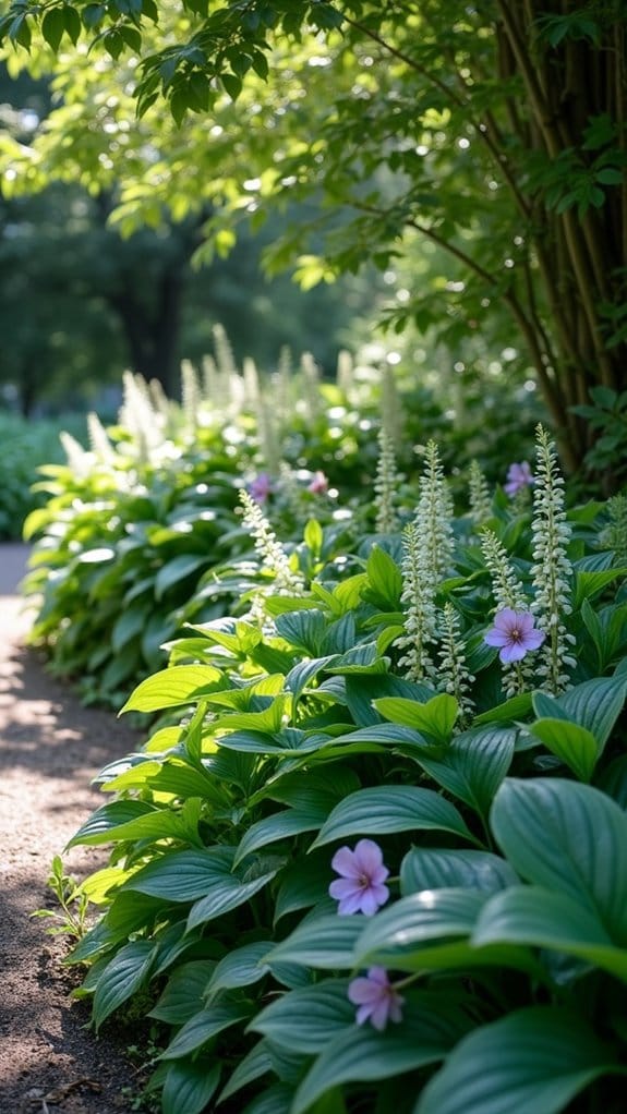 lush hosta border tranquility
