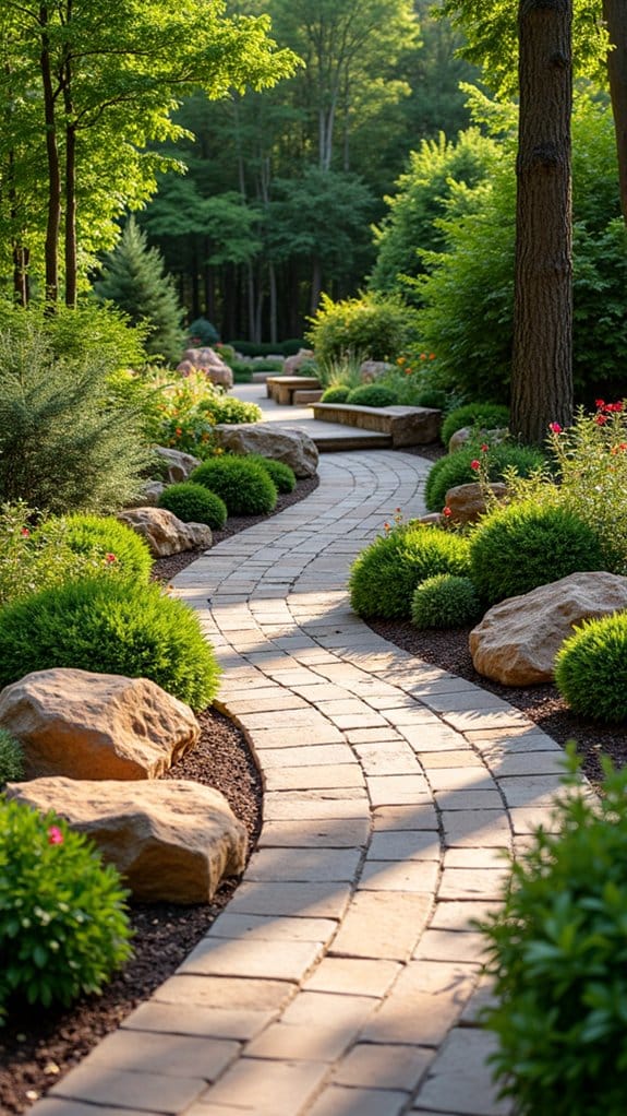 lush paths in gardens