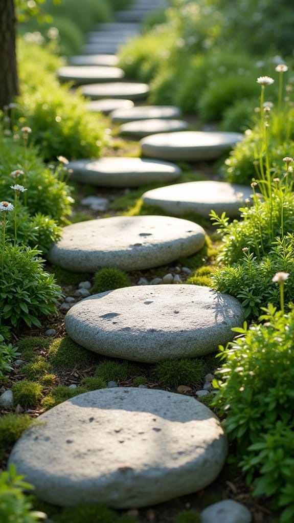 lush stone pathways adorned