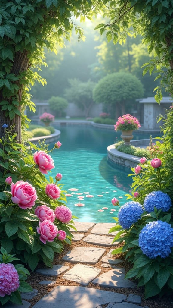 lush water feature blooms