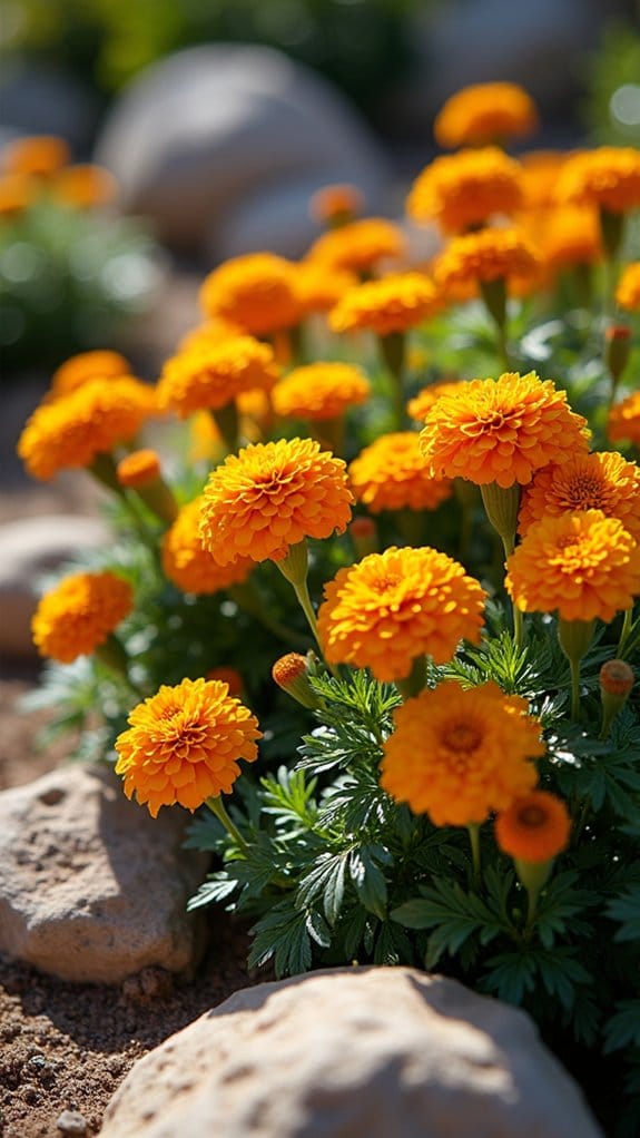 marigolds enhance rock gardens