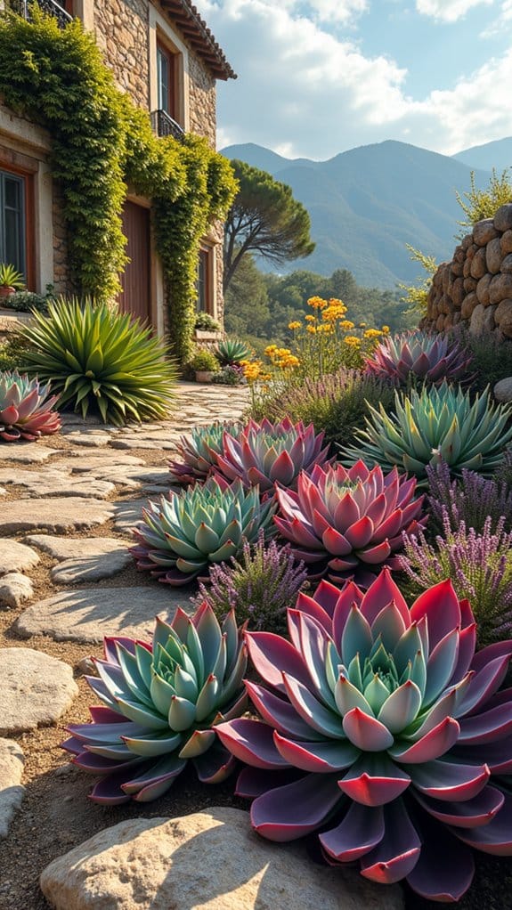 mediterranean inspired rock garden