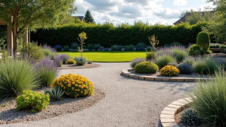 minimalist gravel flower beds