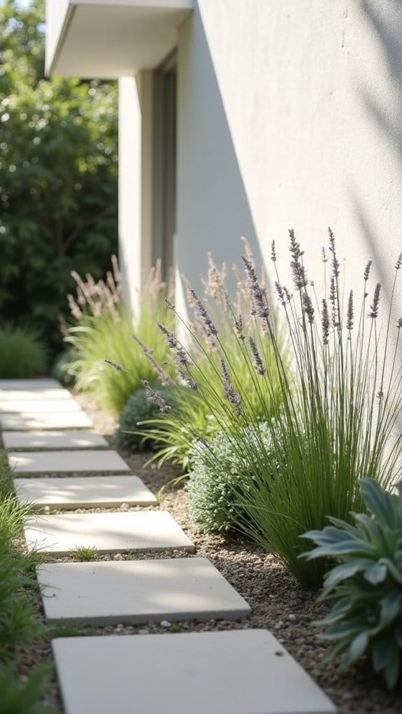 minimalist serene flower beds