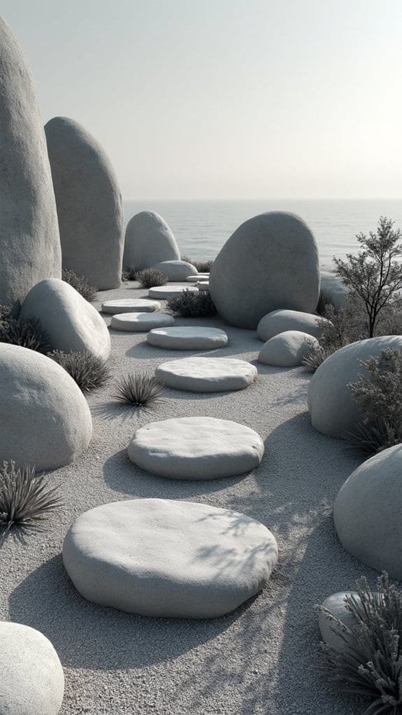 monochrome stone landscape design