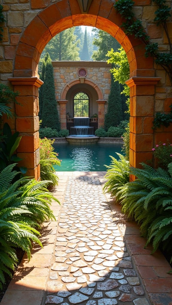 mosaic stone entrance water feature