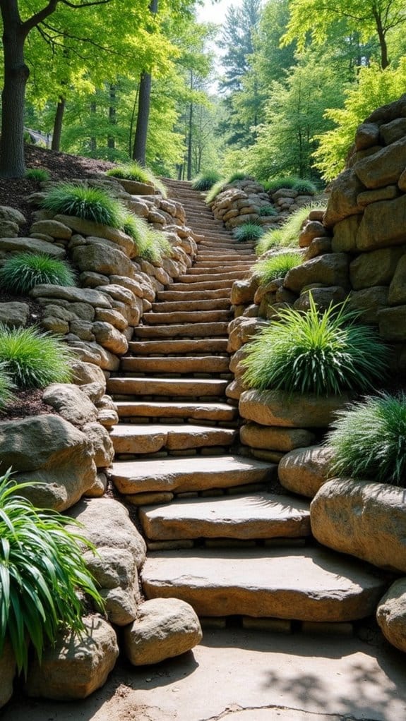 multi tiered rock wall planters