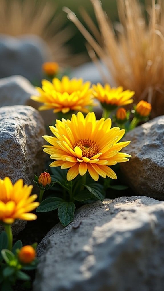 mums enhance rock gardens