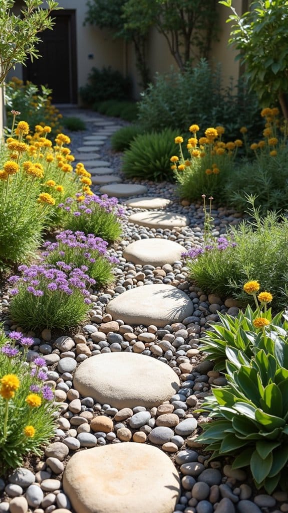 native plants with rocks