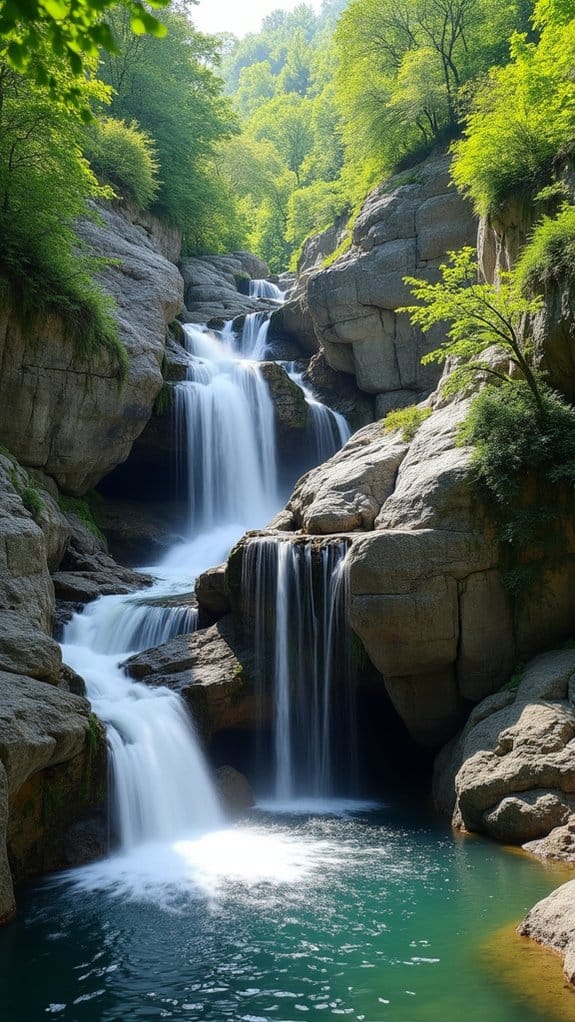 natural rock waterfall feature