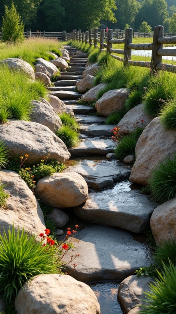 natural slopes and outcroppings