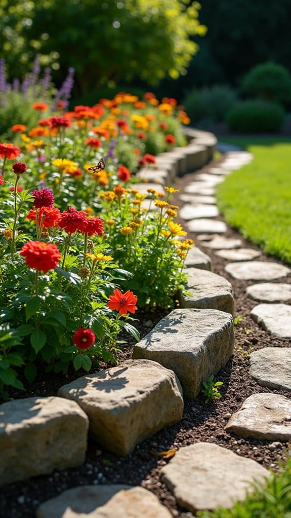 natural stone flower border