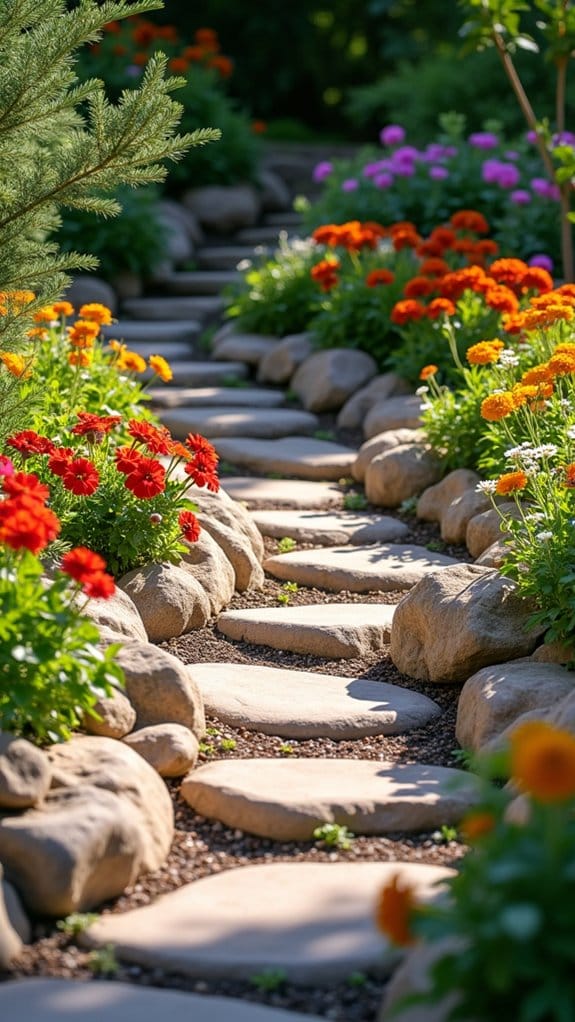 natural stone flower borders