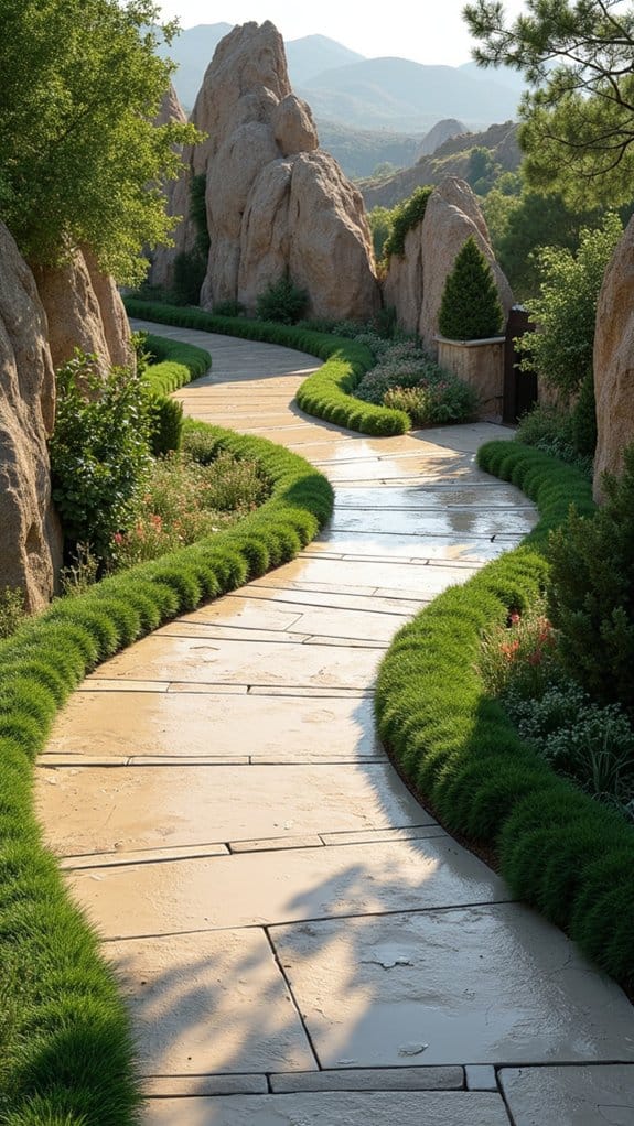 natural stone framed path