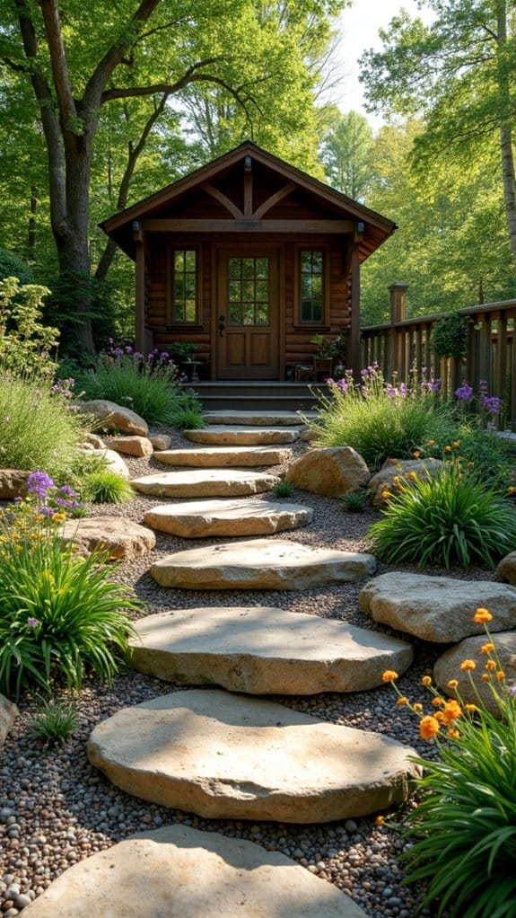 natural stone shed pathway