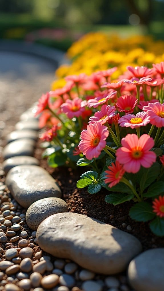 pebble edging for flower beds