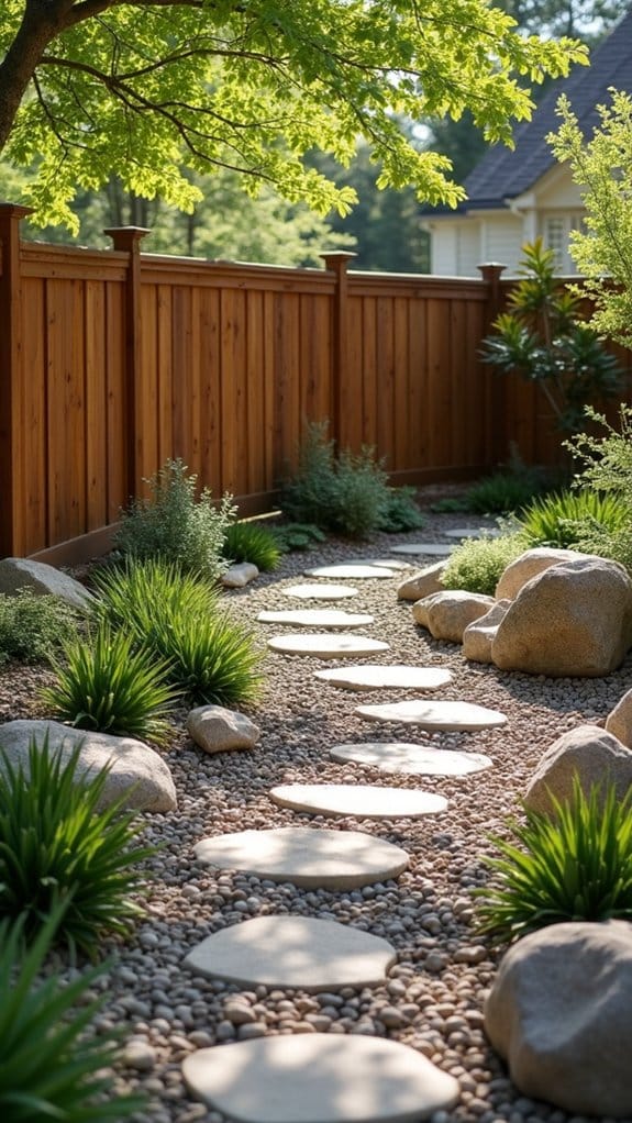 pebble pathway enhances aesthetics