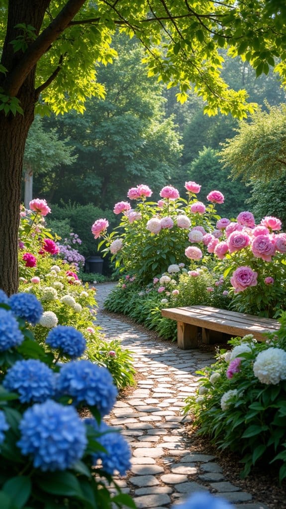 peonies and hydrangeas garden