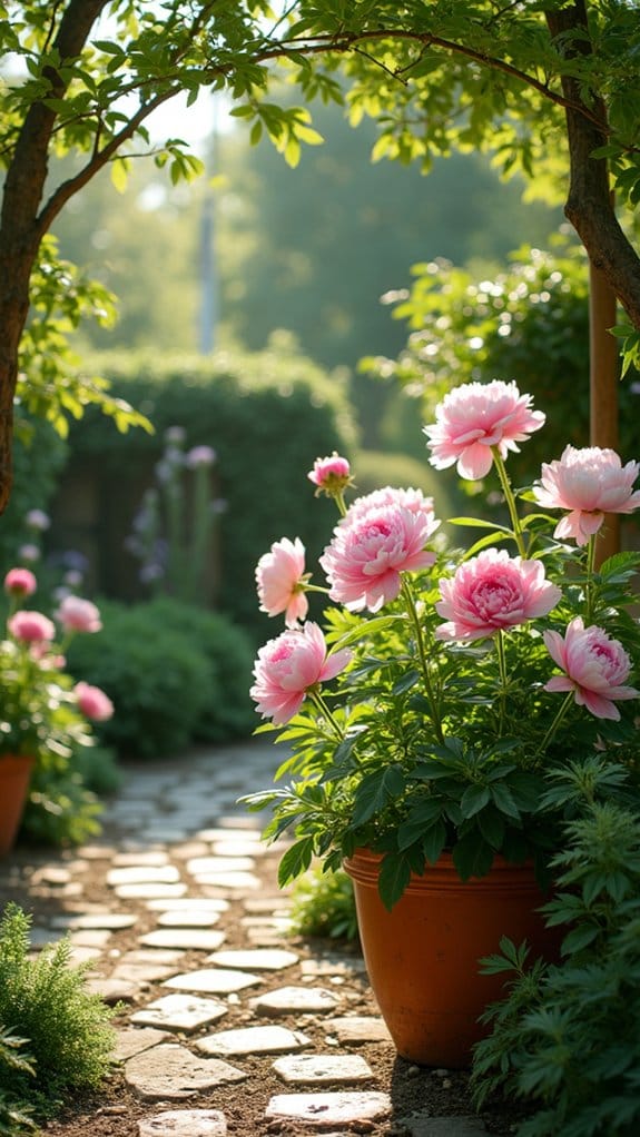 peonies brighten container gardens
