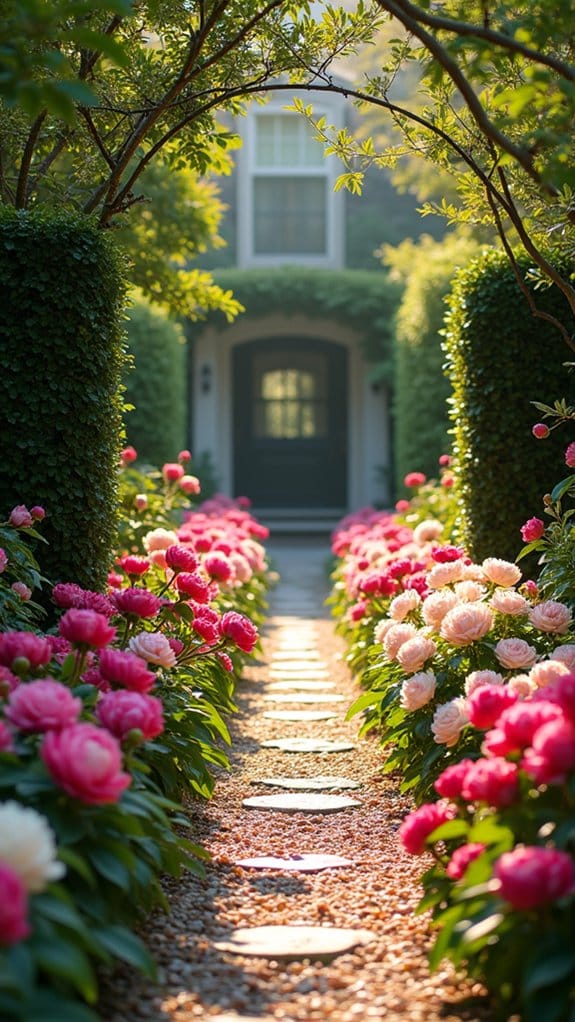 peonies paired with shrubs