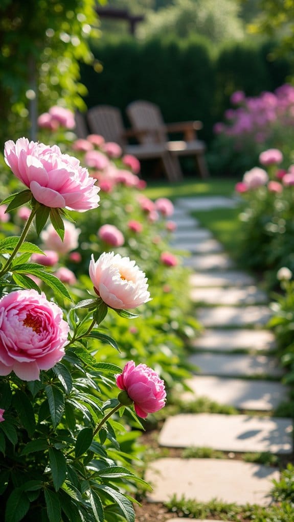 peony border pathway design
