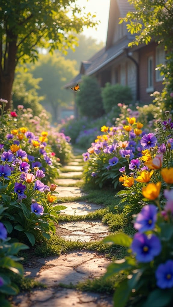 playful colorful garden blooms