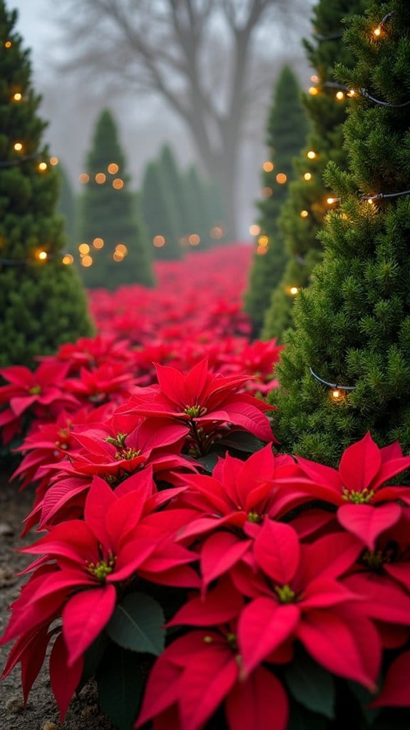 poinsettias and evergreens combination
