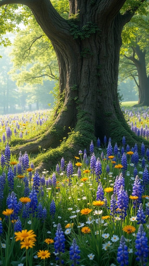 rain garden with flowers