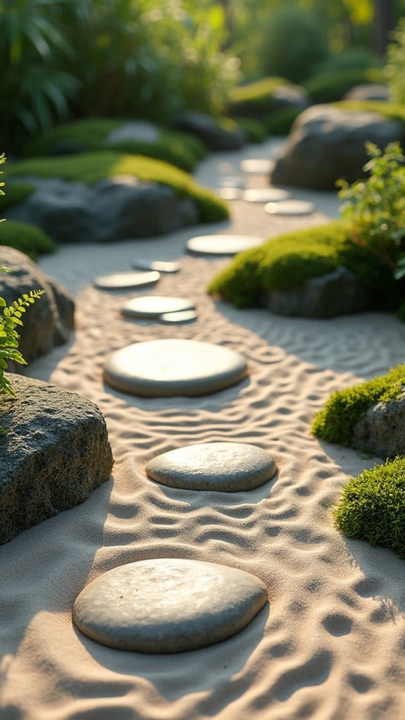 raked sand stones tranquility
