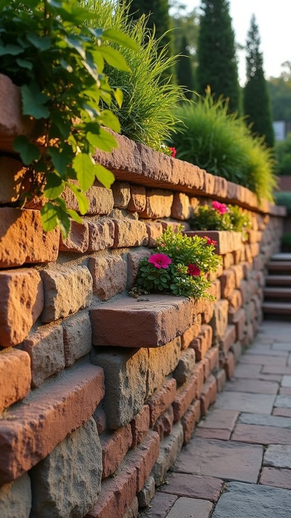 reclaimed brick stone wall