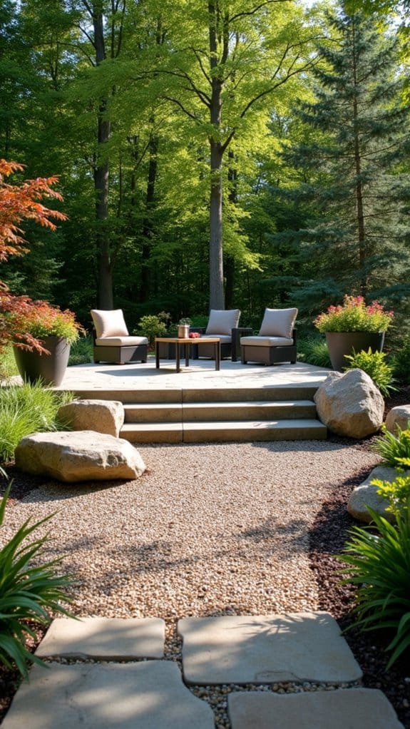 relaxed outdoor gravel seating