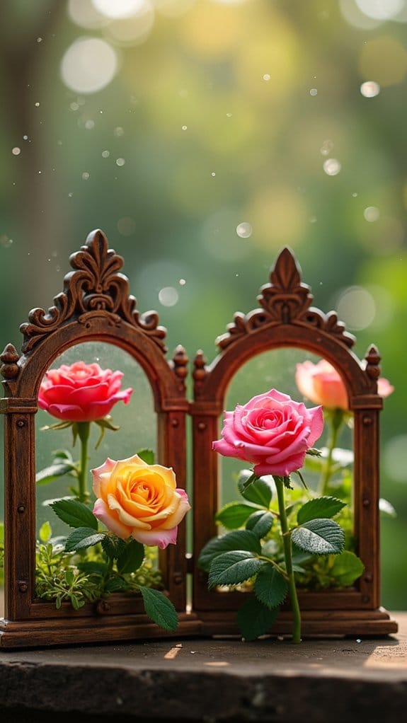 repurposed frames for roses