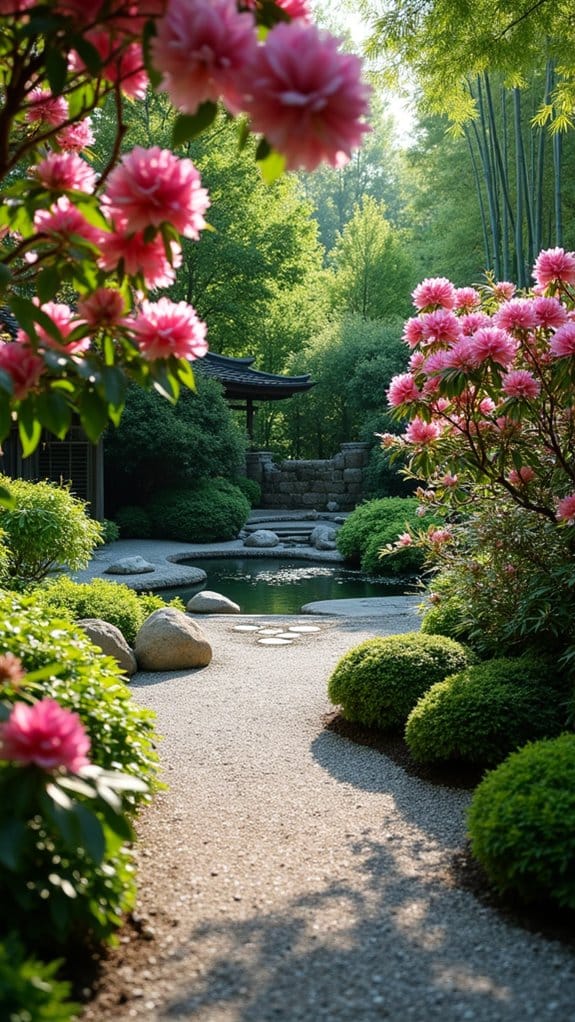 rhododendrons enhance garden tranquility