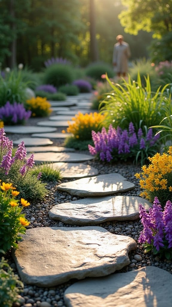 rock and flower bed