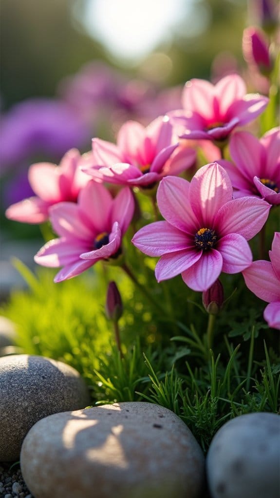 rock border enhances gardens