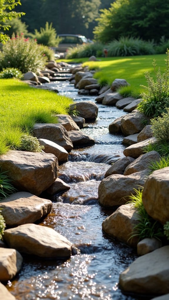 rock borders for water channels