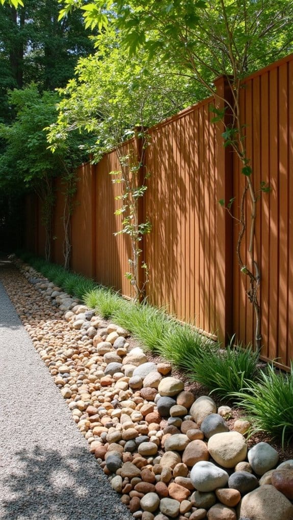 rock filled privacy fence upgrade